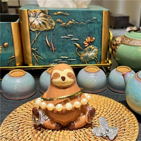 Ceramic Ring Holder, Sloth Jewelry Holder, Cute Home Decor Ceramic Ornament - Picture 4 of 6